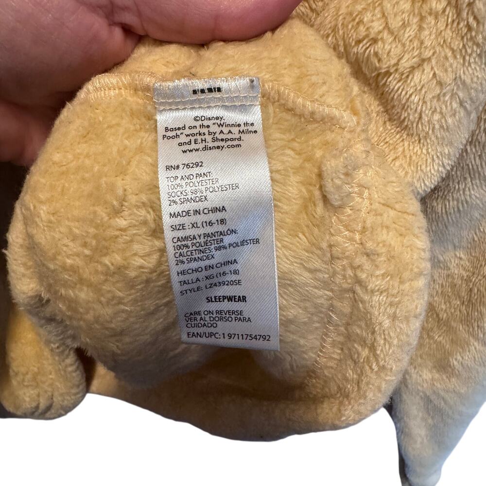 Disney 100 Winnie The Pooh Fleece Top XL Beige Hunny Plush Pajama Sweatshirt - Picture 7 of 8